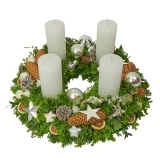 Edler Adventskranz weiss-silber