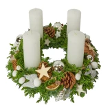 Edler Adventskranz weiss-silber
