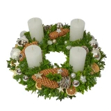Edler Adventskranz weiss-silber
