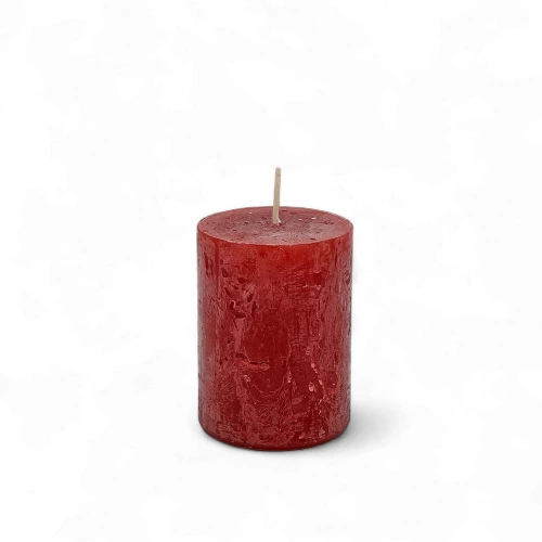 Kerze 'Rustic' Rubinrot d60mm