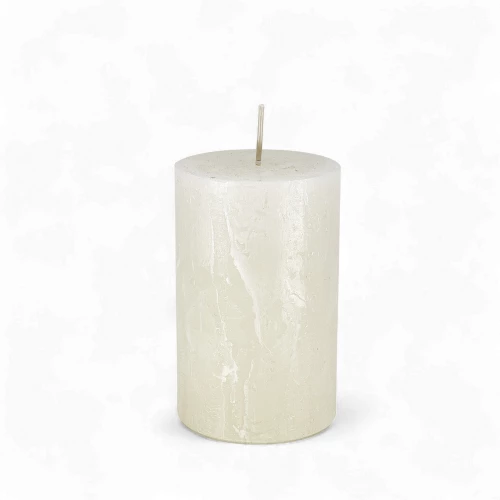 Kerze Rustic 'Wollweiss' d70mm