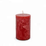 Kerze Rustic 'Rubinrot' d70mm