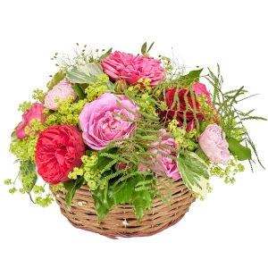 Korb 'Freilandrosen' rosa-rot
