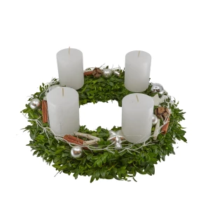Adventskranz gebunden weiss