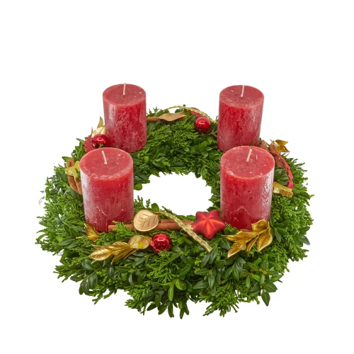 Adventskranz gebunden rot