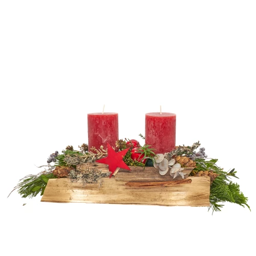 Fries 'Adventsrot mit 2 Kerzen'