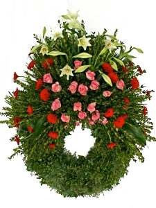 Bouquetkranz rosa - weiss