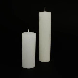 Stumpenkerze 'Raureif' weiss