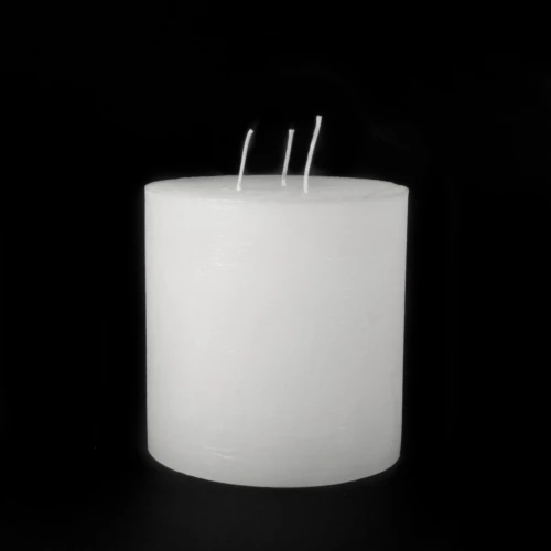 Stumpenkerze 3-Docht 'Raureif' weiss
