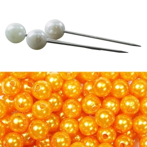Dekonadeln mit Perlenkopf orange