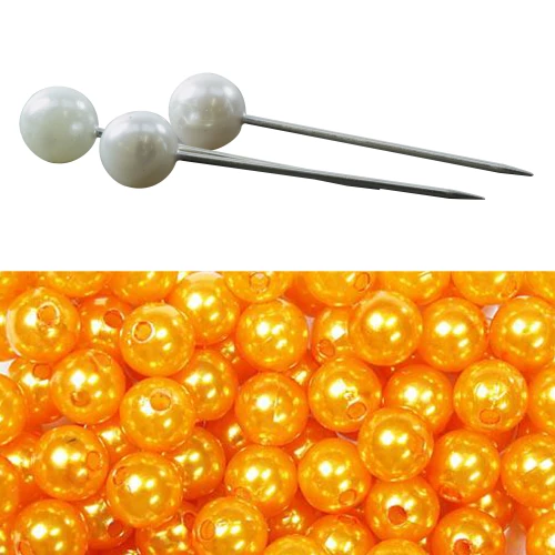 Dekonadeln mit Perlenkopf orange