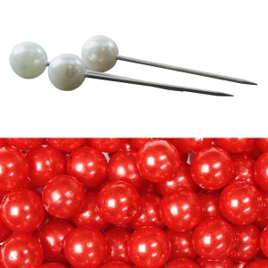 Dekonadeln mit Perlenkopf rot