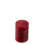 Stumpenkerze 'Raureif' bordeaux