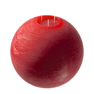 Kugelkerze 'Raureif' 3 - Docht bordeaux