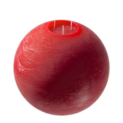 Kugelkerze 'Raureif' 3 - Docht bordeaux