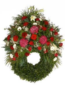 Bouquetkranz weiss - rot