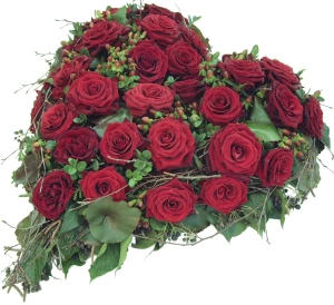 Gesteck 'Herz rote Rosen'